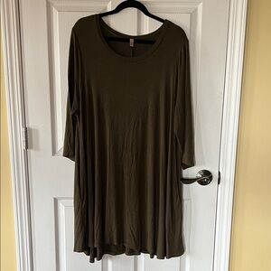 Women's Olive Green Dress with pockets 3/4 sleeve